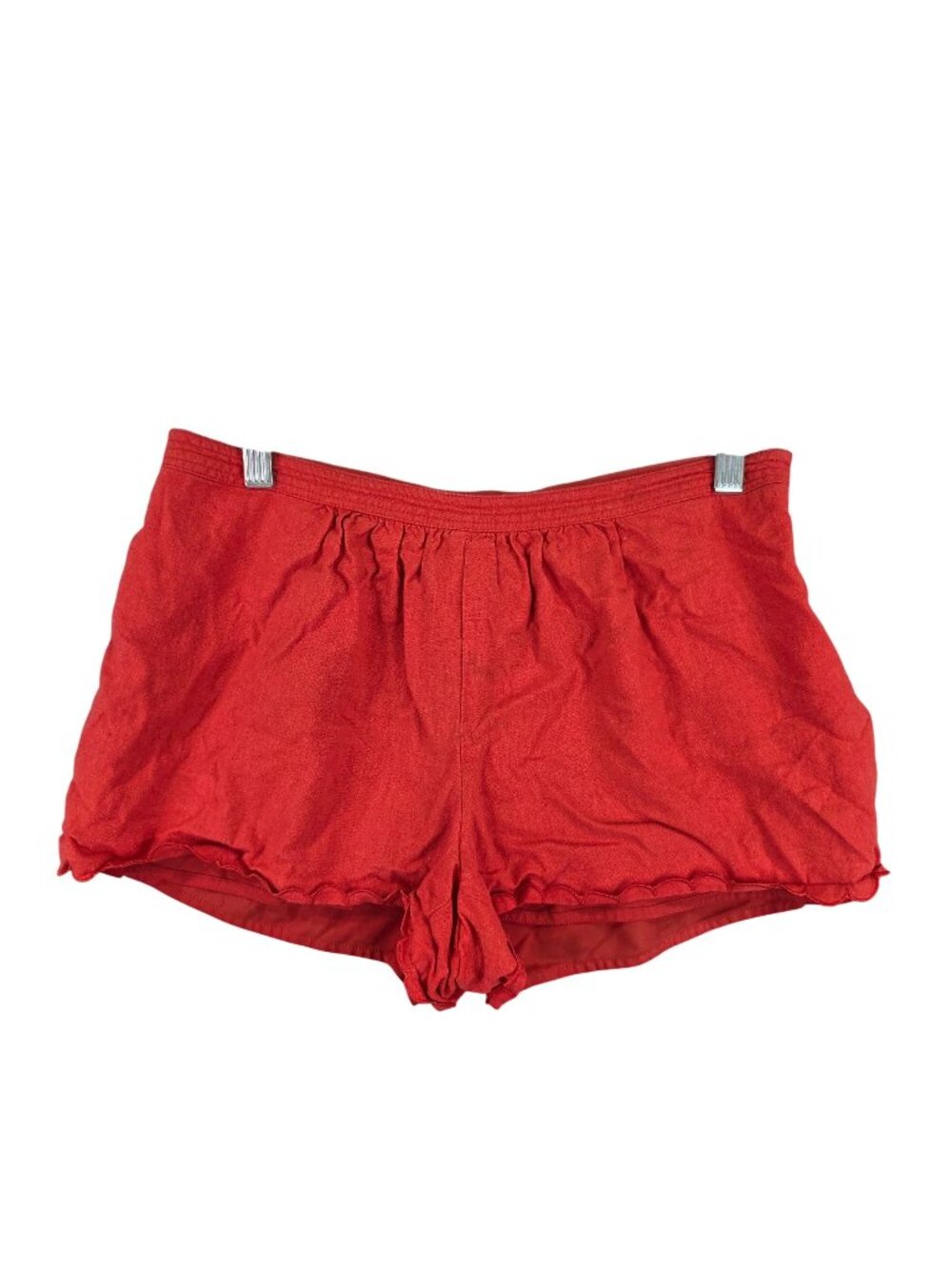 Womens Plenty By Tracy Reese Red Linen Blend Scallop Hem Shorts 2" Inseam Size S